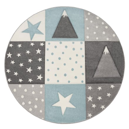 Kindertapijt Kosmos blauw 120 cm rond
