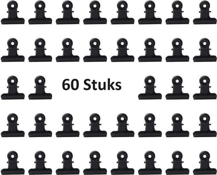 Zwarte Knijpers - Bulldog Clip - Knijpers Metaal - 60 Stuks - 30mm - SEC