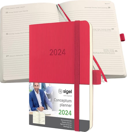 Weekkalender A6 2024, softcover, elastiek, penlus, archieftas, duurzaam