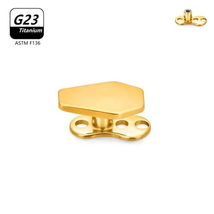 Dermal anchor titanium 3 gaats incl doodskist top 1.6 - goud - LMPiercings