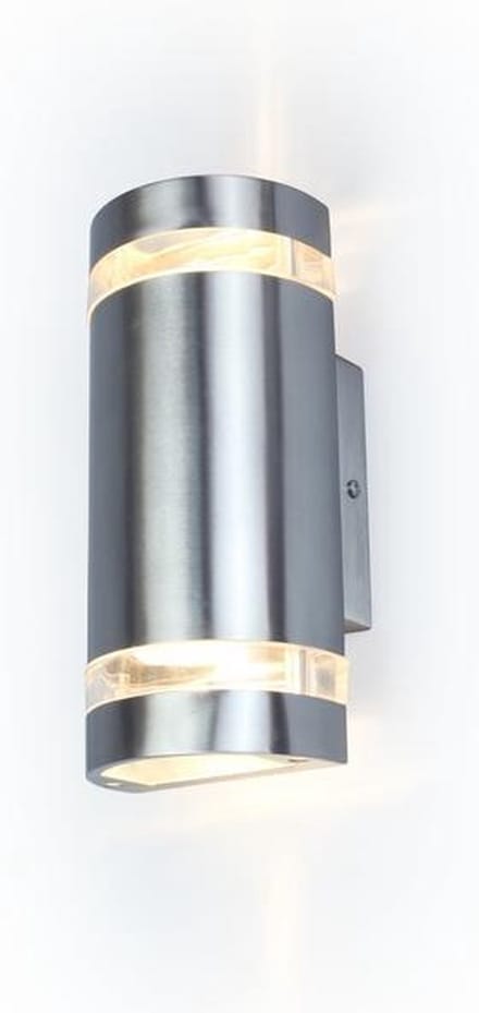 LUTEC Focus Wandlamp voor buiten - Up & Down - 2xGU10 - IP44 - RVS