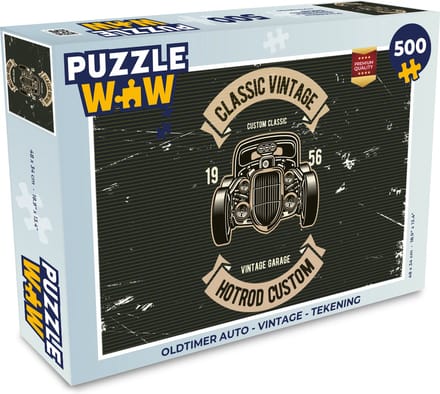 Puzzel Oldtimer auto - Vintage - Tekening - Legpuzzel - Puzzel 500 stukjes