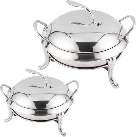 Chafing Dish Set - Buffet Server - Maaltijden Warm Houden - Roestvrij Staal - 4 Stuks - Zilver