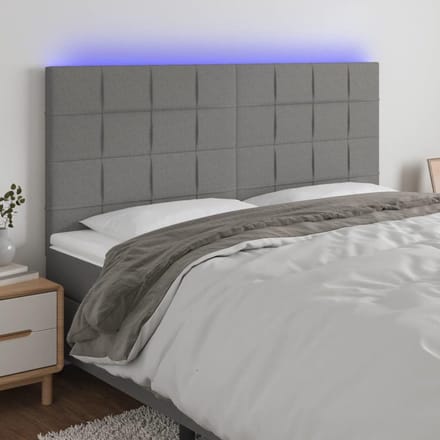 Hoofdbord met LED - Gevoerd hoofdeinde - Bed opknappen - In hoogte verstelbaar - 160 cm breed - Donkergrijs