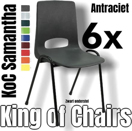King of Chairs - Vergaderstoel - Antraciet - 6 Stuks