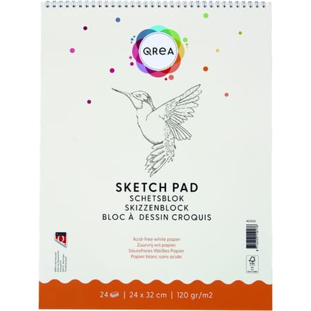 Schetsblok qrea 24x32 24vel 120gr spiraal