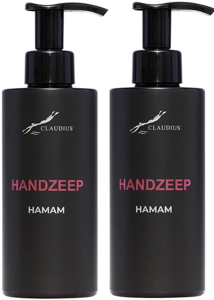 Handzeep Hamam 300 ml - met pomp - zwarte fles - set van 2 stuks