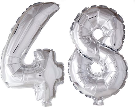 Folieballon 48 jaar Zilver 66cm