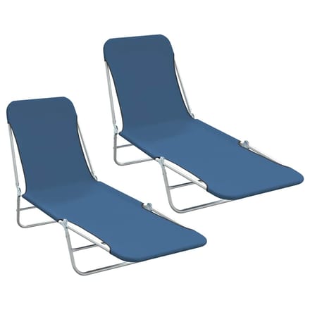 vidaXL - Ligbedden - inklapbaar - 2 - st - staal - en - stof - blauw