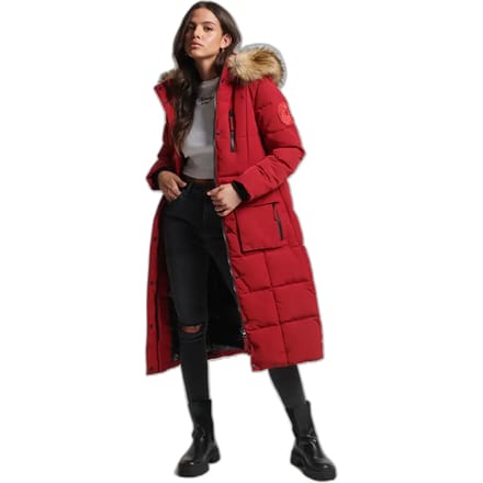 Superdry - Lange Everest jas met imitatiebont - Dames - Gewatteerde jassen