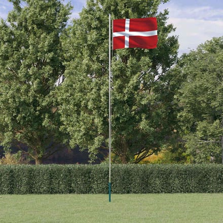 vidaXL - Vlag - met - vlaggenmast - Denemarken - 6,08 - m - aluminium