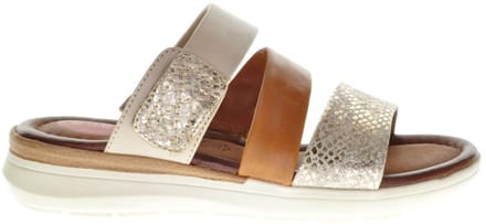 Jana Gouden Cognac Lederen Slipper Comfort maat 36