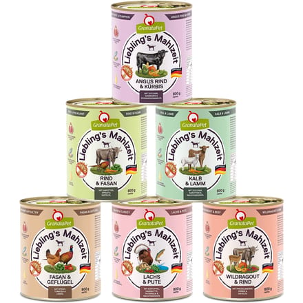 6x800g GranataPet Lievelingsmaaltijd Mix II (6 varianten) Hondenvoer