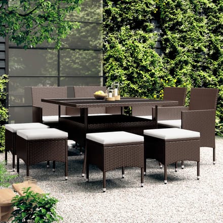 vidaXL - 9-delige - Tuinset - poly - rattan - bruin