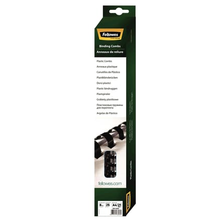Bindrug fellowes 8mm 21rings a4 zwart 25 stuks