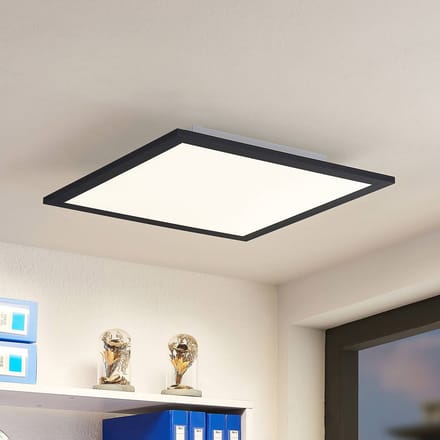 Lindby LED paneel Nelios, 40 x 40 cm, 4.000K, zwart, metaal