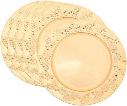 Feeric lights & Christmas Diner/Kerstdiner onderborden - 8x - goud - kerstprint - rond - D33 cm - multifunctioneel