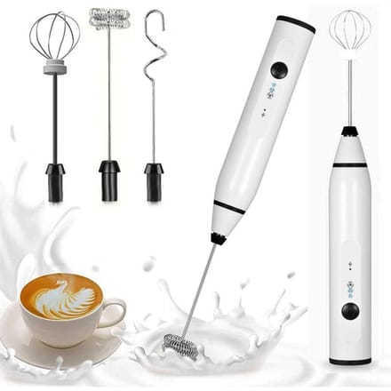Mini mousseur à lait électrique portatif, mixeur à œufs électrique avec fouet électrique USB pour mousseur à lait et cappuccino blanc