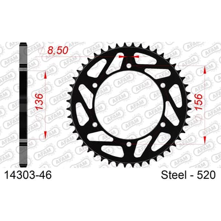 Stalen tandwiel Afam 520 46 dents