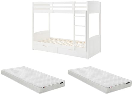 Vente-unique Stapelbed hout wit 90 x 200 cm