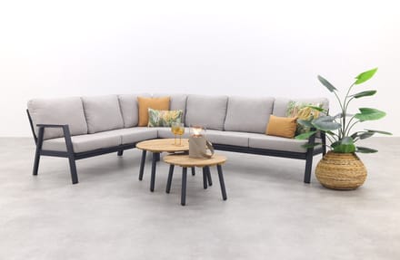 Viento/Mindo L-vorm loungeset links/rechts opstelbaar - Royal Grey/Teak