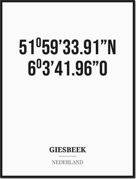 Poster/kaart GIESBEEK met coördinaten