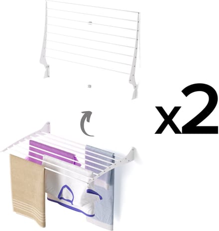 2x Foxydry Fold 82 cm white wasdroogrek wandmontage clicksysteem - 82 x 50 x 10 cm