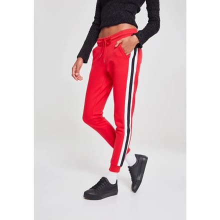Urban Classics - College Contrast Dames joggingbroek - 2XL - Rood/Zwart