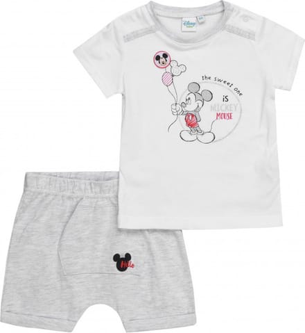 Disney Mickey Mouse zomer set - 2-delig - wit/grijs - maat 74 (12 maanden)