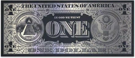 Schilderij Woonkamer - One Dollar Bill - 100 x 42 cm - PosterGuru