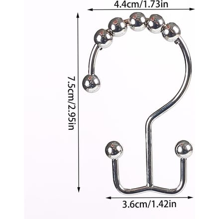 Crochets de rideau de douche double face, anneaux métalliques pour tringle de douche gray