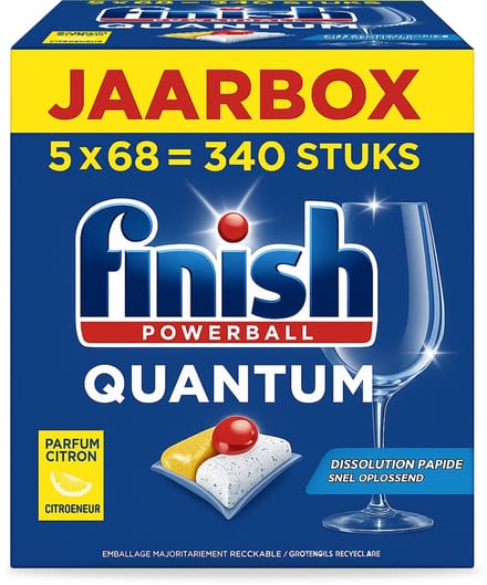 Finish Quantum Lemon - 340 Stuks - Voordeelverpakking - Jaarbox