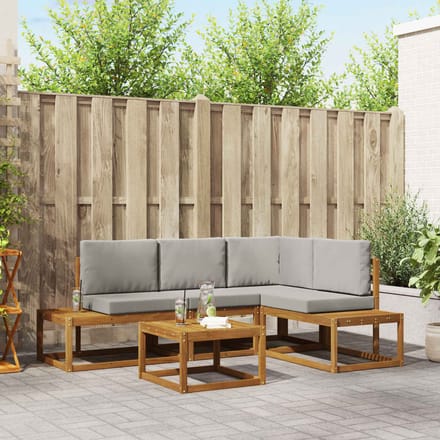 vidaXL - 5 - st - Buiten - bank - set - Massief - Acacia - Hout - en - Polyester