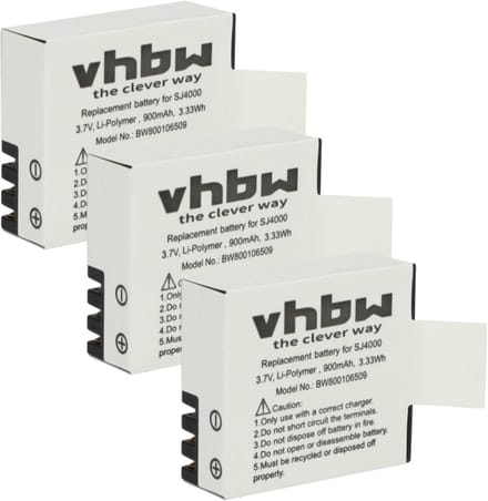 Reserve Batterijset - Accu's Camcorder - Onderweg Filmen - 3x 900mAh Capaciteit - 37 Volt