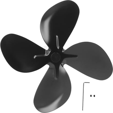 Remplacement Pale Ventilateur Poêle Alliage d'Aluminium Ventilateur Cheminée 4 Pales avec Vis Clé Hexagonale Noir black