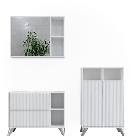 Vicco Badkamermeubelset Leano, Wit, 3-delig