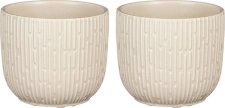 Mica Decorations - Plantenpot/bloempot - 2x stuks - keramiek - mat wit - D11/H9 cm