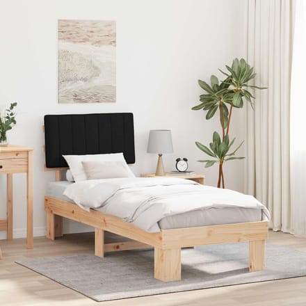 vidaXL - Bedframe - met - Gevoerde - Hoofdbord - Zwart - 75 - x - 190 - cm