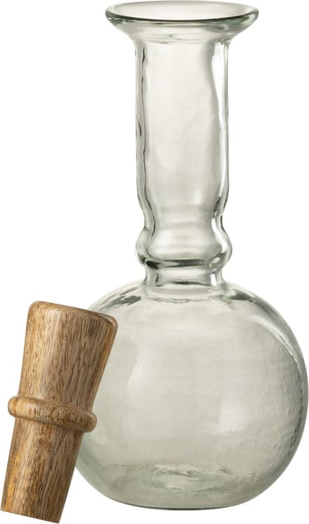 J-Line decoratie fles + kurk Rond Lang - glas - transparant