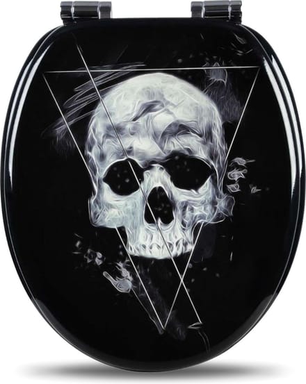 Bolt Edge Toiletbril - Skull print - Antibacterieel - Softclose - Universeel ontwerp