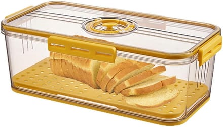 Broodbewaarcontainer - Broodtrommel - Keukenopslag - Tijdregistratie - 34.5cm - Geel