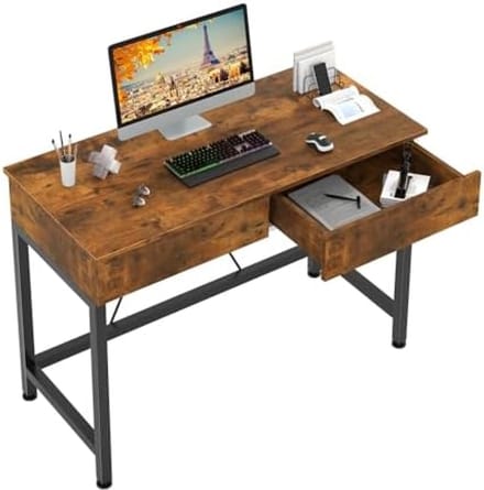 PromoHome Compact bureau met 2 houten lades - 100 cm werkblad