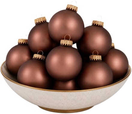 Krebs Kerstballen - 16x - 7 cm - kokosnoot bruin - glas - kerstboomversiering