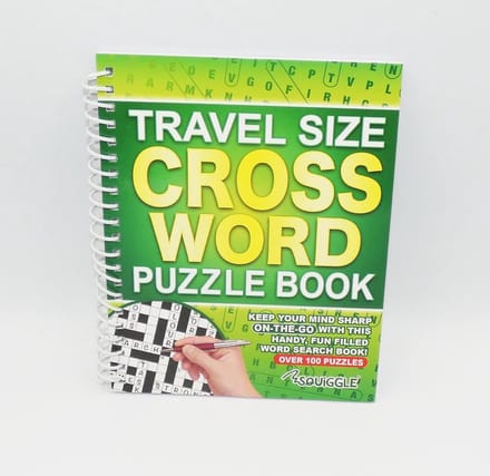 Compact kruiswoordraadselboek A5 voor volwassenen - Groene spiraalbinding en draagbare puzzeluitdaging