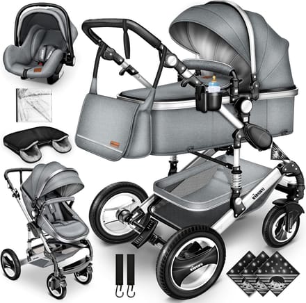 Kinderwagen Complete Set - Combi Wandelwagen - Baby Vervoer - 3-in-1 Functionaliteit - 87 x 65 x 112 cm
