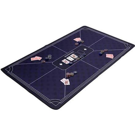 Pokerkleed Blauw 140x80 cm - Polyester & Rubber - Glad Speeloppervlak - Poker & Dobbel Accessoire - Engelhart