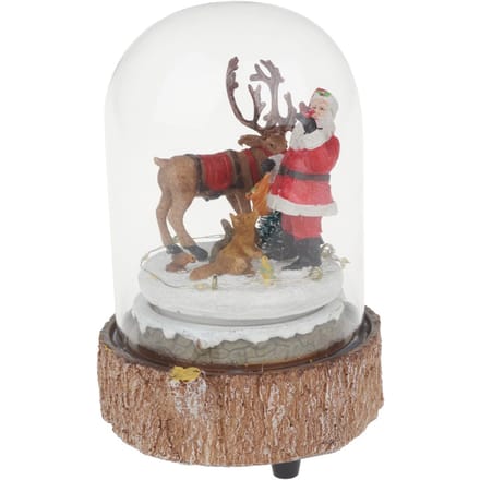 VBS Miniatuurglasbel "Kerstmis in het bos", met LED-verlichting en muziek