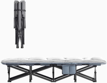 Opvouwbaar campingbed - Extra bed - Comfortabel slapen - Geïntegreerd matras - 189 cm lang - Zwart