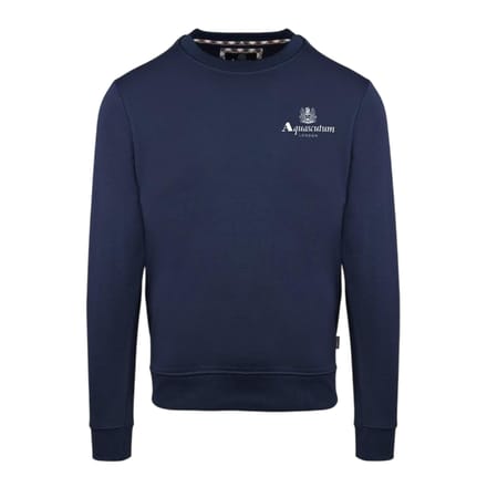 Aquascutum Heren Katoenmix geribbeld kraag Regular Sweatshirt (Marine)