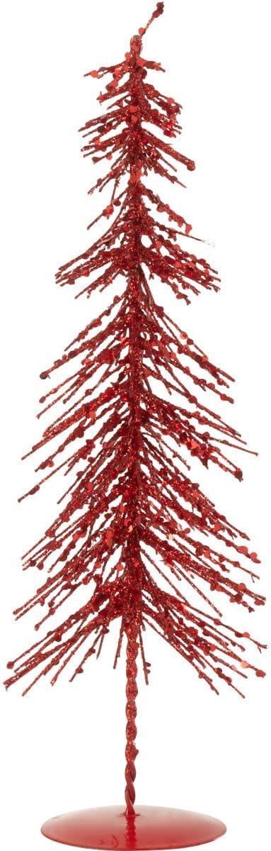 J-Line decoratie Kerstboom Glitters - kunststof - rood - small